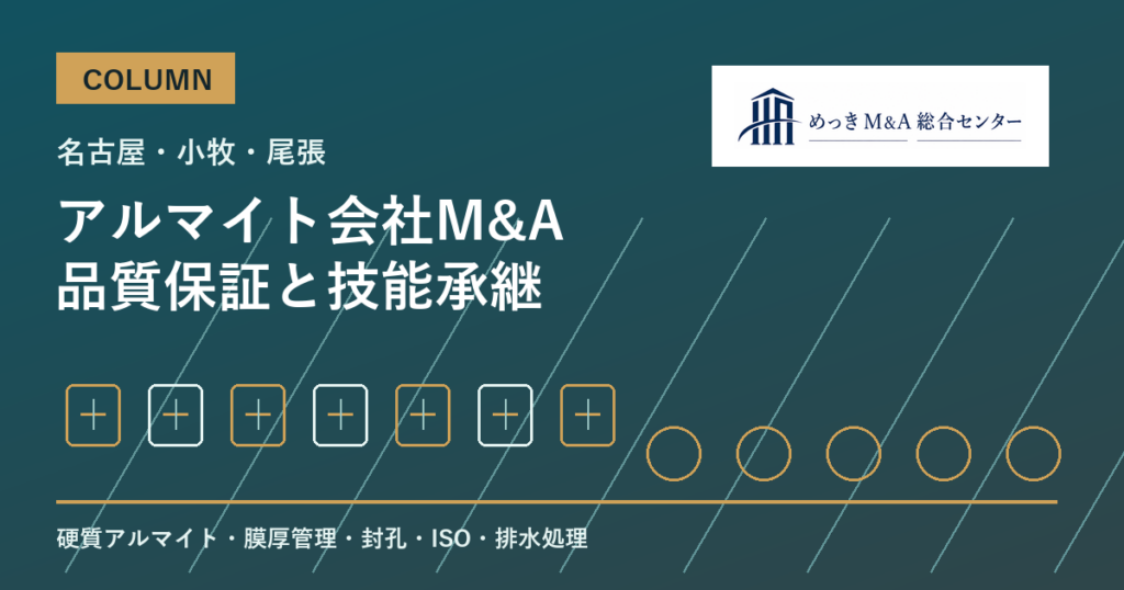 名古屋・小牧・尾張のアルマイト会社M&Aで評価される品質保証と技能承継のアイキャッチ画像