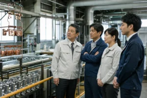 廃業とM&Aを比較し工場と雇用の承継を考えるめっき会社の経営者と従業員