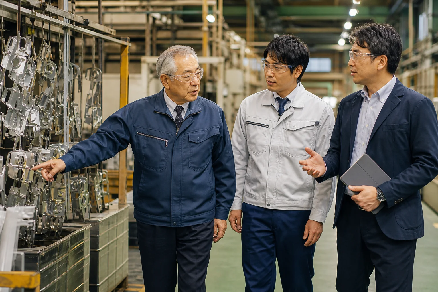 めっき会社の技能承継と事業の引き継ぎを協議する担当者